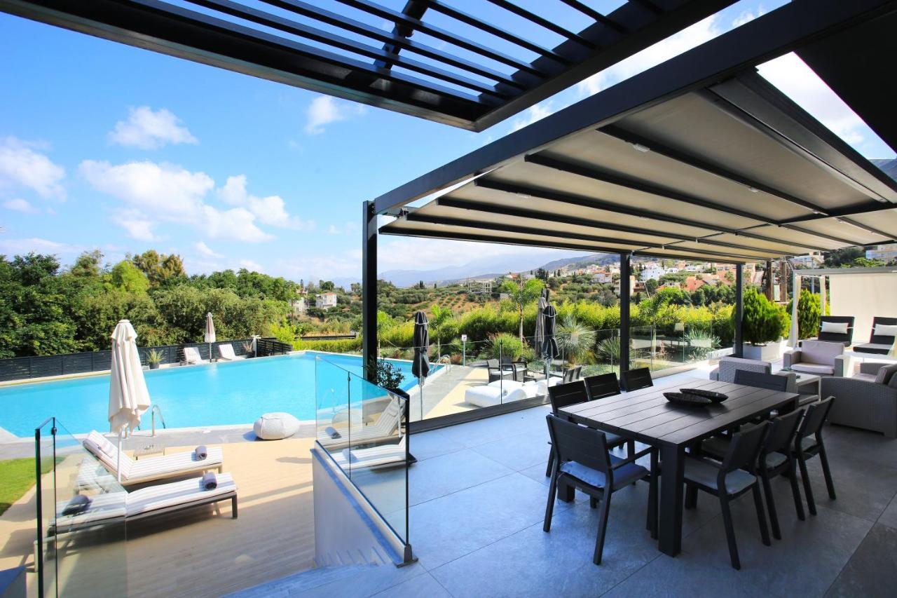 הרסוניסוס Orama Luxury Villa 4 Bedrooms With Private Pool מראה חיצוני תמונה