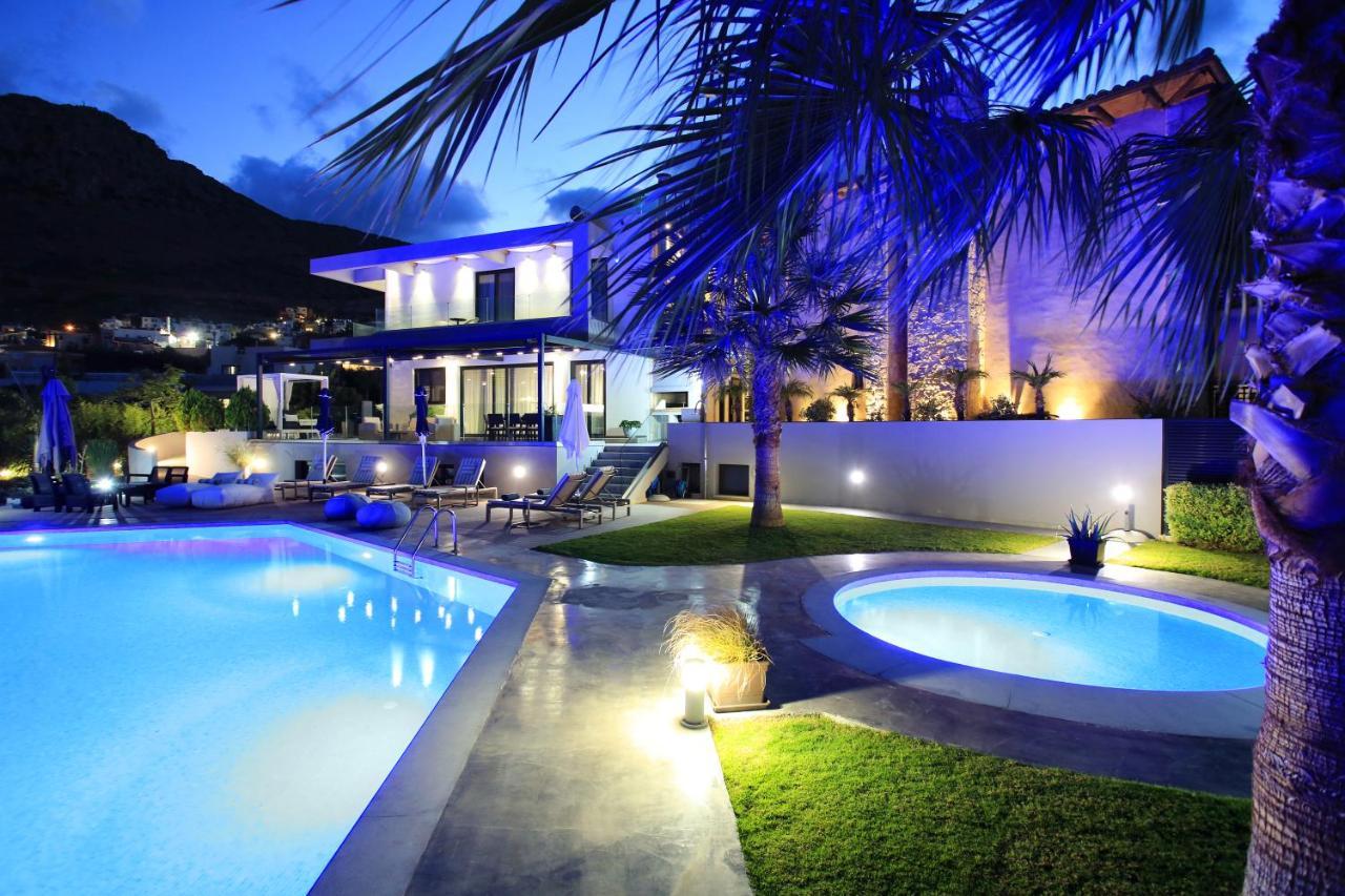 הרסוניסוס Orama Luxury Villa 4 Bedrooms With Private Pool מראה חיצוני תמונה