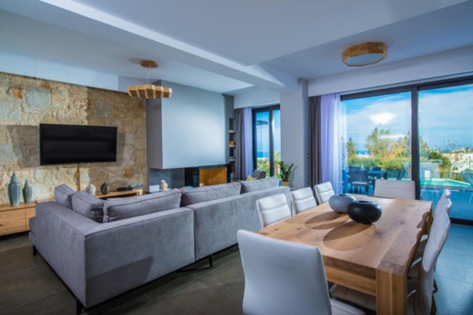 הרסוניסוס Orama Luxury Villa 4 Bedrooms With Private Pool מראה חיצוני תמונה