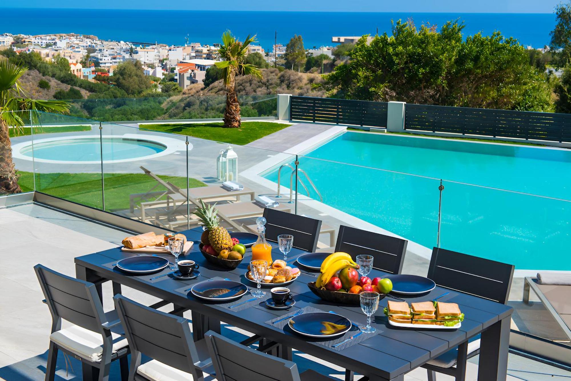 הרסוניסוס Orama Luxury Villa 4 Bedrooms With Private Pool מראה חיצוני תמונה